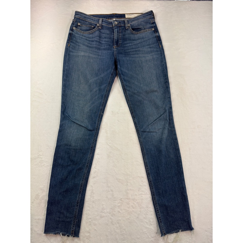 Rag & Bone Cate Mid-Rise Skinny Jeans Juni Wash Raw Hem WDD19H2685BUU Size 29